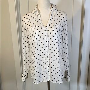 Express White and Black Notched Collar Button Down Shirt